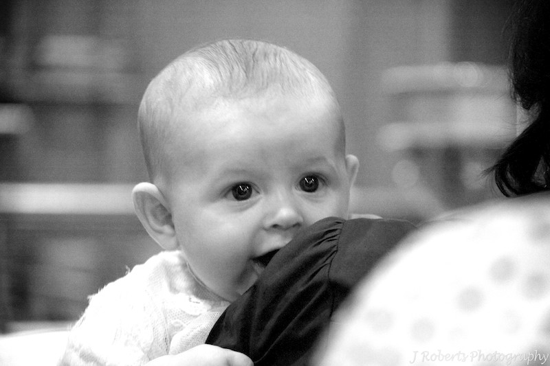 Baby in christening gown - christening photography sydney